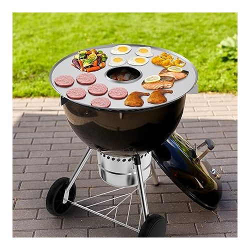  Stanbroil Griddle Plate Flat Top Griddle, Stainless Steel Round Grill Plate for Vertical Drum Smoker, Charcoal Grill and Wood Stove, UDS Smoker Parts - 25.7 Inch