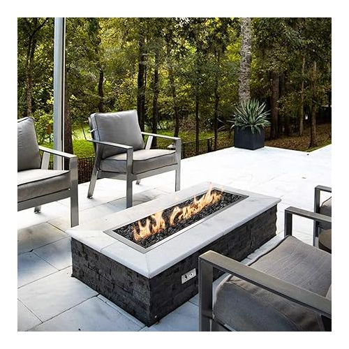  Stanbroil Rectangle Drop-in Fire Pit Pan w/H-Burner, 48 by 14-Inch 304 Series SS DIY Propane Natural Gas Firepit Kit