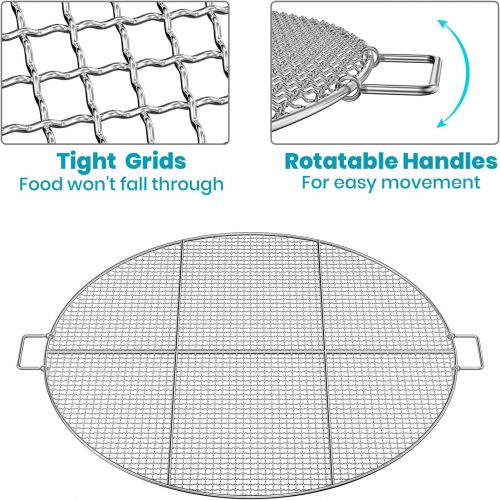  Stanbroil Fire Pit Cooking Grill Grate with 3 Support Bars - Outdoor Round BBQ Campfire Grill Grid - Camping Cookware - Stainless Steel, 30 Inch