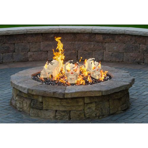  Stanbroil Fire Pits Imitated Human Skull with Black Spider Decoration for Indoors Outdoors Campfire, Fireplace, Halloween Party Decor, 1 Pack - Patent Pending