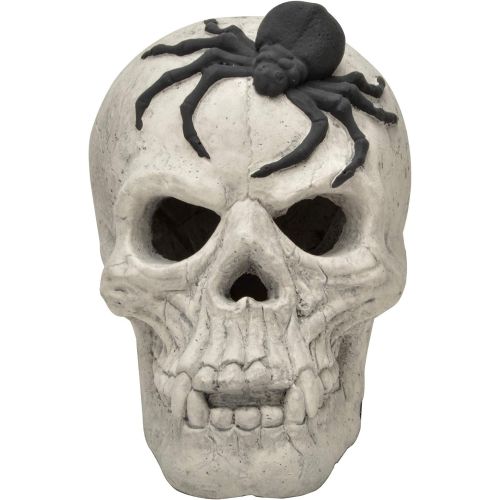  Stanbroil Fire Pits Imitated Human Skull with Black Spider Decoration for Indoors Outdoors Campfire, Fireplace, Halloween Party Decor, 1 Pack - Patent Pending