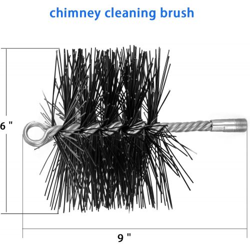  Stanbroil 6 Inch Round Chimney Cleaning Brush with 1/4 NPT Fitting for Insulated Chimneys, Stainless Steel or Metal Stove Pipes Works with Most Chimney Rod Sets