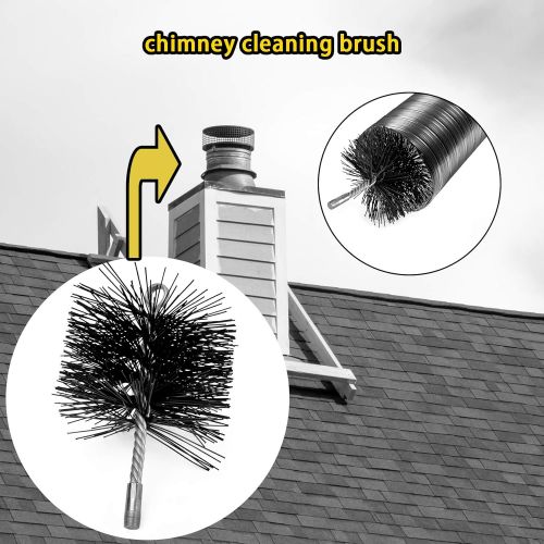  Stanbroil 6 Inch Round Chimney Cleaning Brush with 1/4 NPT Fitting for Insulated Chimneys, Stainless Steel or Metal Stove Pipes Works with Most Chimney Rod Sets