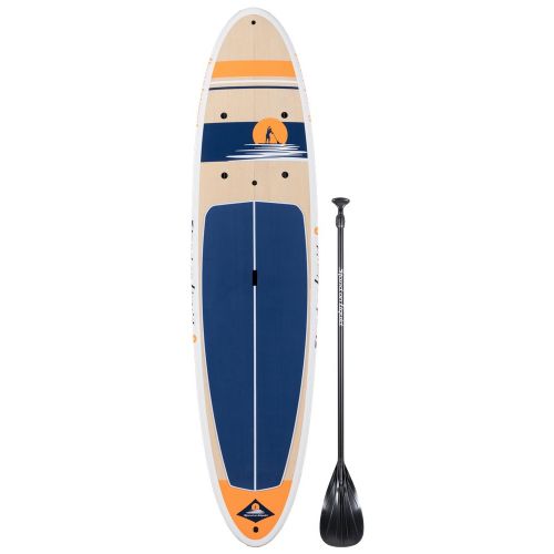  Stand on Liquid Beachwood LT 11 Foot All Around (Surf) Stand Up Paddle Board (SUP) Package | Includes Fiberglass Adjustable Paddle, Cargo Net, Carrying Handle, Removable Fin