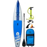 Stand on Liquid Chelan Air Inflatable 12 Foot 6 Inch Touring Stand Up Paddle Board iSUP Package | Includes Adjustable Paddle, Dual Action Pump, Wheeled Carrying Bag, Leash