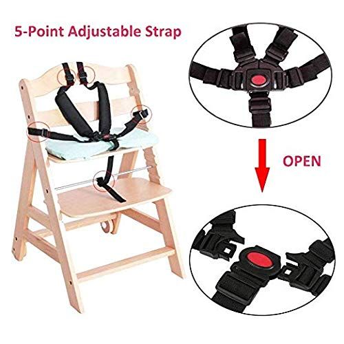  Standard Baby High Chair Straps - Replacement 5/3 Point Harness Seat Belt Stroller Buckle Pram Buggy Pushchair Universal Adjustable