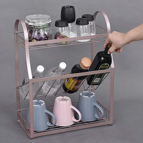  Standing Shelf Units Kitchen Rack Seasoning Shelf Rack Oil Salt Sauce Vinegar Bottle Seasoning Storage Rack Kitchen Countertop Storage Rack Seasoning Rack (Color : Pink, Size : 34.