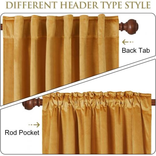  StangH Elegant Home Decor Velvet Curtains - Soft Thick Soundproof Velvet Drapes with Rod Pocket & Back Tab Light Blocking Privacy Protect for PartyDining Room, Gold, 52 x 96 Each Panel,