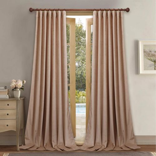  StangH Elegant Home Decor Velvet Curtains - Soft Thick Soundproof Velvet Drapes with Rod Pocket & Back Tab Light Blocking Privacy Protect for PartyDining Room, Gold, 52 x 96 Each Panel,