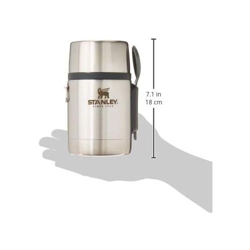 스텐리 Stanley Classic Legendary Vacuum Insulated Food Jar 18 oz - Stainless Steel, Naturally BPA-free Container - Keeps Food/Liquid Hot or Cold for 12 Hours - Leak Resistant, Easy Clean