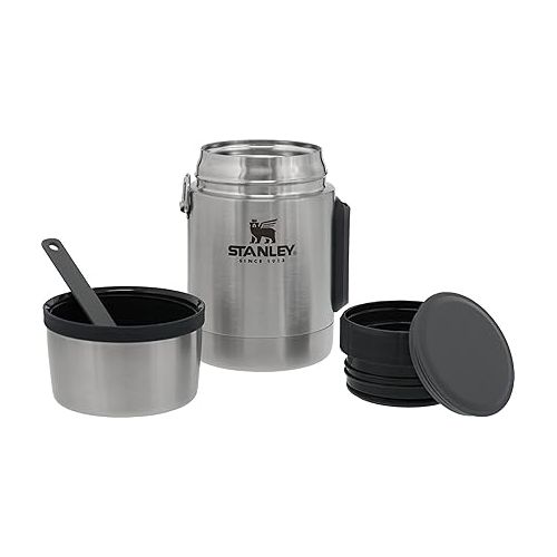 스텐리 Stanley Classic Legendary Vacuum Insulated Food Jar 18 oz - Stainless Steel, Naturally BPA-free Container - Keeps Food/Liquid Hot or Cold for 12 Hours - Leak Resistant, Easy Clean