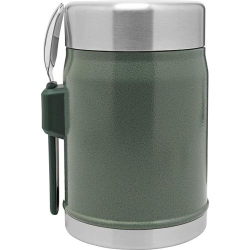 스텐리 Stanley Classic Legendary Food Jar 0.4L with Spork - Keeps Cold or Hot For 7 Hours - BPA-Free Stainless Steel Soup Flask - Leakproof - Dishwasher Safe - Hammertone Green