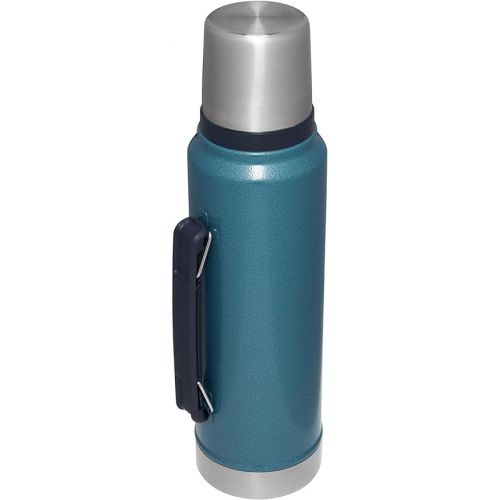 스텐리 Stanley Classic Vacuum Insulated Wide Mouth Bottle - Hammertone Lake - BPA-Free 18/8 Stainless Steel Thermos for Cold & Hot Beverages - 1.1 QT