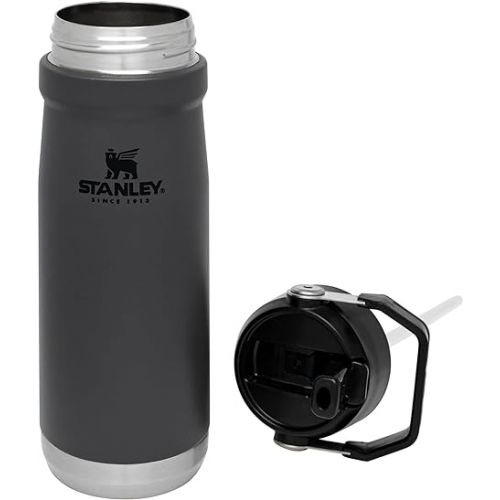 스텐리 Stanley IceFlow Stainless Steel Water Jug with Straw, Vacuum Insulated Water Bottle for Home and Office, Reusable Tumbler with Straw Leak Resistant Flip, Charcoal, 22 OZ