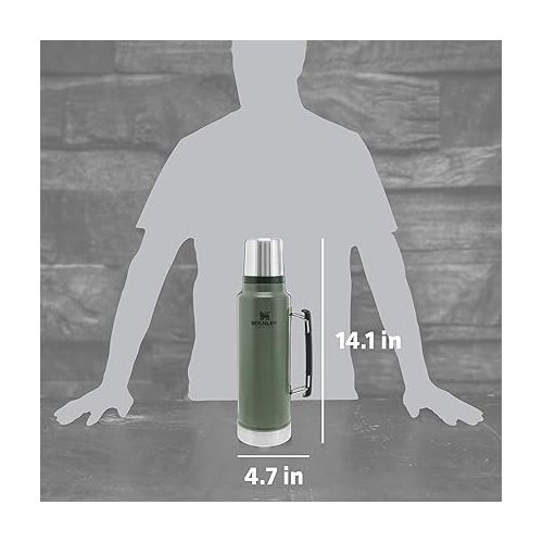 스텐리 Stanley Classic Vacuum Insulated Wide Mouth Bottle -BPA-Free 18/8 Stainless Steel Thermos for Cold & Hot Beverages