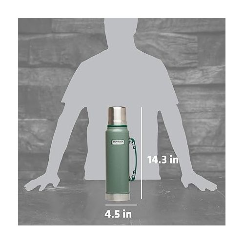 스텐리 Stanley Classic Vacuum Insulated Wide Mouth Bottle - BPA-Free 18/8 Stainless Steel Thermos for Cold & Hot Beverages - Keeps Liquid Hot or Cold for Up to 24 Hours