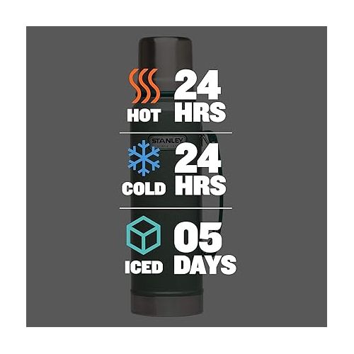 스텐리 Stanley Classic Vacuum Insulated Wide Mouth Bottle - BPA-Free 18/8 Stainless Steel Thermos for Cold & Hot Beverages - Keeps Liquid Hot or Cold for Up to 24 Hours