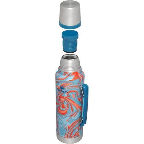 스텐리 Stanley Classic Vacuum Insulated Wide Mouth Bottle - Pool Swirl - BPA-Free 18/8 Stainless Steel Thermos for Cold & Hot Beverages - 1.5 QT