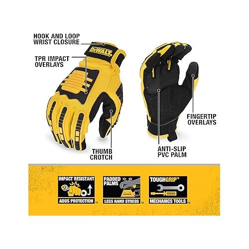 스텐리 Dewalt Work Glove Dpg781 Mechanic Carpentry Unisex Adult Blend Impact Resistant Reusable