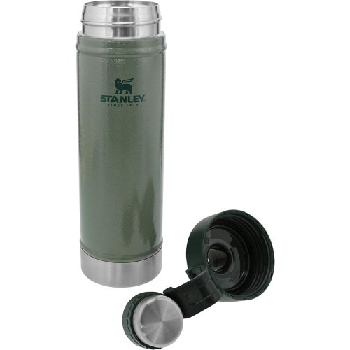 스텐리 Stanley Classic Easy-Clean Water Bottle 25oz with Never Lose Hinged Leak Proof Lid, Stainless Steel Thermos for Cold Beverages, Wide Mouth Insulated Thermos,