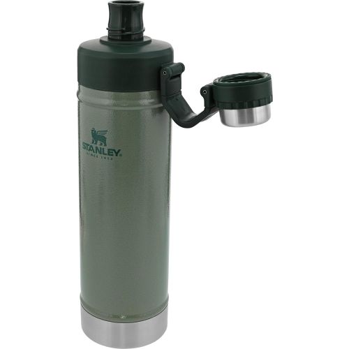 스텐리 Stanley Classic Easy-Clean Water Bottle 25oz with Never Lose Hinged Leak Proof Lid, Stainless Steel Thermos for Cold Beverages, Wide Mouth Insulated Thermos,