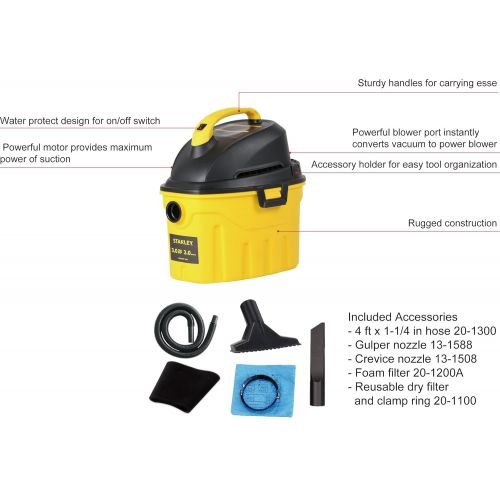 스텐리 Stanley Wet/Dry Vacuum, 3 Gallon, 3 Horsepower