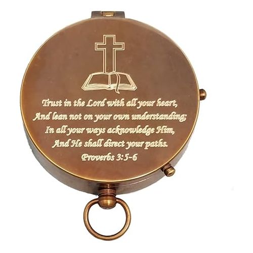 스텐리 Personalized Large Pocket Compass Engraved Religious Gifts | Unique Christian/Catholic Keepsake | for Baptisms, Confirmations, Missionary, Birthdays, Graduations, Dad, Son, Boyfriend