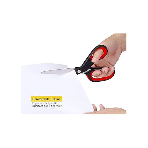 스텐리 Stanley 8 Inch All-Purpose Ergonomic Scissor (SCI8EST-RED), Red/Black