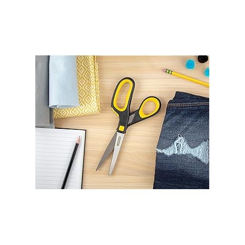 스텐리 Stanley 8 Inch All-Purpose Ergonomic Scissor (SCI8EST-YLW), Yellow/Black