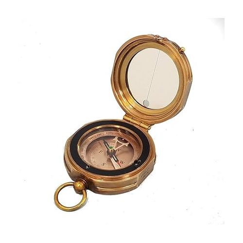 스텐리 Premium Large Antique Brass Compass Gift for Men, Him, Son | Engraved Compass Personalized | Optional Laser Engraved Wood Box