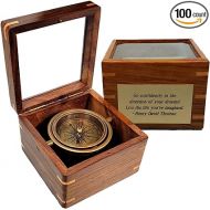 Personalized Boxed Compass with Beveled Glass Lid | Engraved Desk Compass Gift