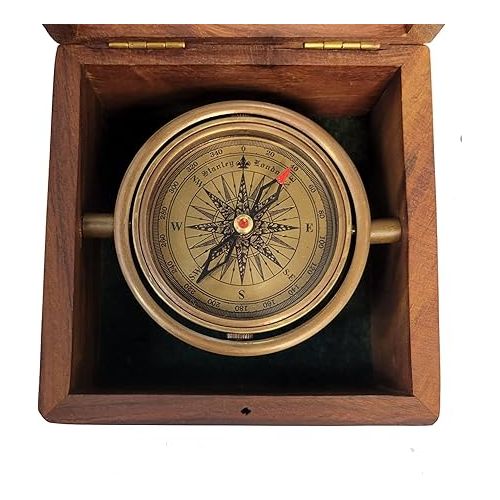 스텐리 Personalized Boxed Compass with Beveled Glass Lid | Engraved Desk Compass Gift