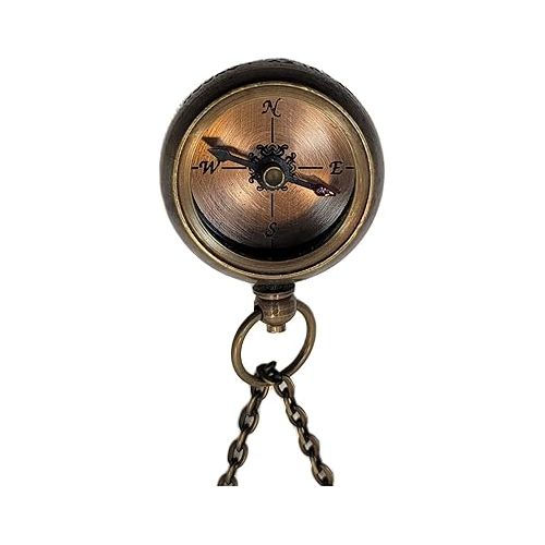 스텐리 Stanley London Engraved Antique Brass Working Compass Necklace | Personalized Gift For Her, Women, Wife, Girlfriend, Daughter, Niece, Adventurer, Traveler