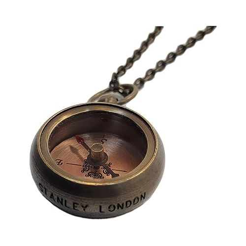 스텐리 Stanley London Engraved Antique Brass Working Compass Necklace | Personalized Gift For Her, Women, Wife, Girlfriend, Daughter, Niece, Adventurer, Traveler