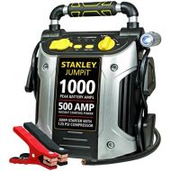 STANLEY J5C09 JUMPiT Portable Power Station Jump Starter: 1000 Peak/500 Instant Amps, 120 PSI Air Compressor, USB Port, Battery Clamps