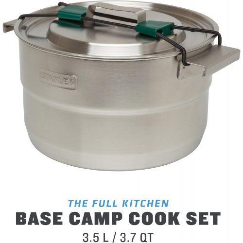 스텐리 Stanley Adventure Full Kitchen Basecamp 11 Piece Camp Cook Set Packable Unit, 3.5l, Stainless Steel