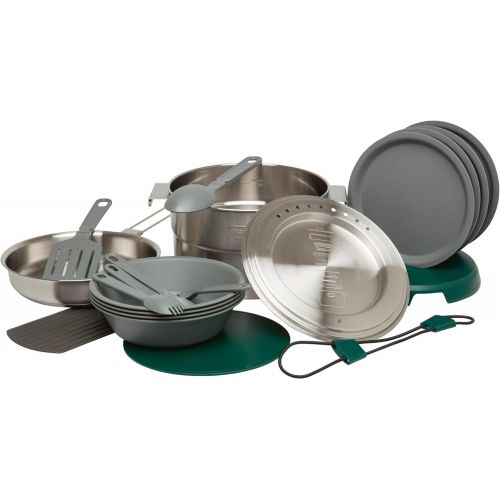 스텐리 Stanley Adventure Full Kitchen Basecamp 11 Piece Camp Cook Set Packable Unit, 3.5l, Stainless Steel