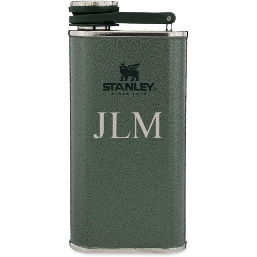 스텐리 Personalized Stanley 8 OZ Hammertone Green Classic Flask with Engraving Included