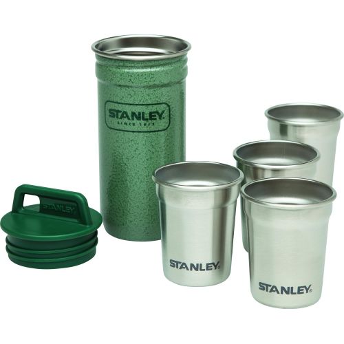 스텐리 Stanley Adventure Stainless Steel Shots + 8oz Flask Gift Set Hammertone Green