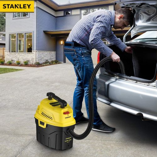 스텐리 Stanley 3 Gallon Wet Dry Vacuum, 3 Peak HP Poly 2 in 1 Shop Vac with Powerful Suction, Multifunctional Shop Vacuum Car Vacuum W/ 3 Horsepower Motor for Auto Detailing, Tight Space