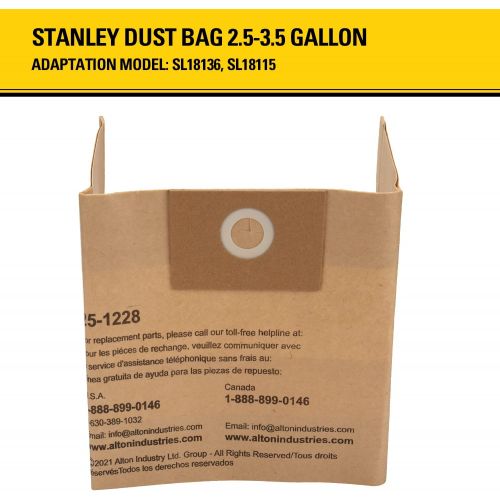 스텐리 Stanley 25-1228 Fits 2.5-3.5 Gallon Disposable Filter Bag Wet or Dry Vacuum Cleaner, 3 Filter Bags Per Package