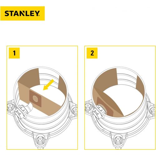 스텐리 Stanley 25-1228 Fits 2.5-3.5 Gallon Disposable Filter Bag Wet or Dry Vacuum Cleaner, 3 Filter Bags Per Package