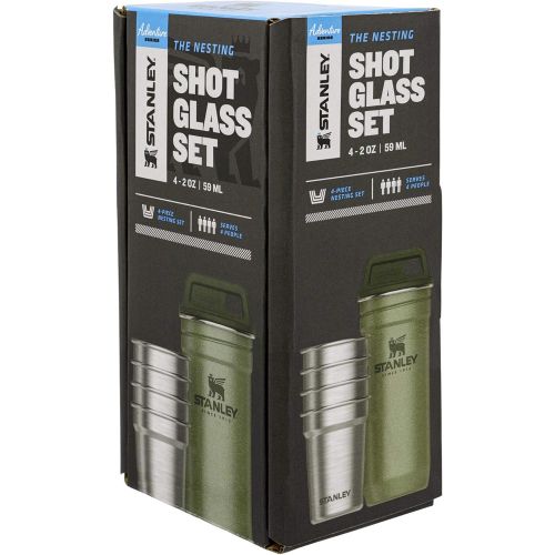 스텐리 Stanley Adventure Nesting Shot Glass Set, 4 Stainless Steel Shot Glasses with Rugged Metal Travel Carry Case, Camping Gifts