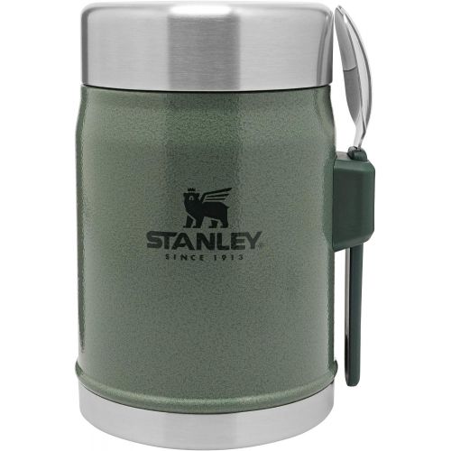 스텐리 Stanley The Legendary Food Jar + Spork 14oz Hammertone Green