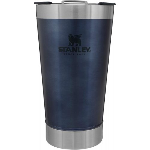 스텐리 Stanley Classic Stay Chill Vacuum Insulated Pint Glass Tumbler, 16oz Stainless Steel Beer Mug with Built-in Bottle Opener, Double Wall Rugged Metal Drinking Glass, Dishwasher Safe