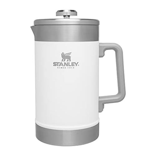 스텐리 Stanley French Press 48oz with Double Vacuum Insulation, Stainless Steel Wide Mouth Coffee Press, Large Capacity, Ergonomic Handle, Dishwasher Safe