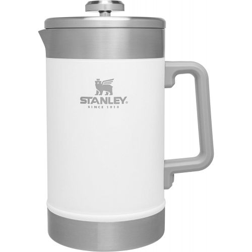 스텐리 Stanley French Press 48oz with Double Vacuum Insulation, Stainless Steel Wide Mouth Coffee Press, Large Capacity, Ergonomic Handle, Dishwasher Safe