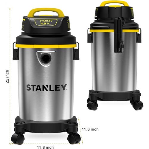 스텐리 Stanley Wet/Dry Vacuum, 4 Gallon, 4 Horsepower, Stainless Steel Tank