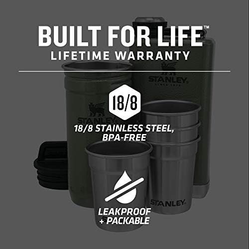 스텐리 [아마존베스트]Stanley Shot Flask Gift Stainless Steel Glass Set Outdoor Adventure Pack 4 Metal Glasses Whisky Travel Drinking cup