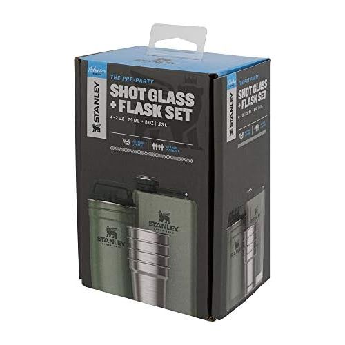 스텐리 [아마존베스트]Stanley Shot Flask Gift Stainless Steel Glass Set Outdoor Adventure Pack 4 Metal Glasses Whisky Travel Drinking cup